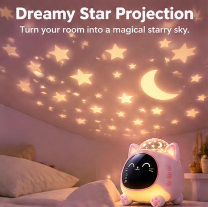 🐱 KYARANO Cute Cat Kids Alarm Clock with Star Projector