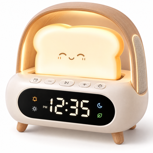 🍞 KYARANO Cute Toast Night Light Alarm Clock