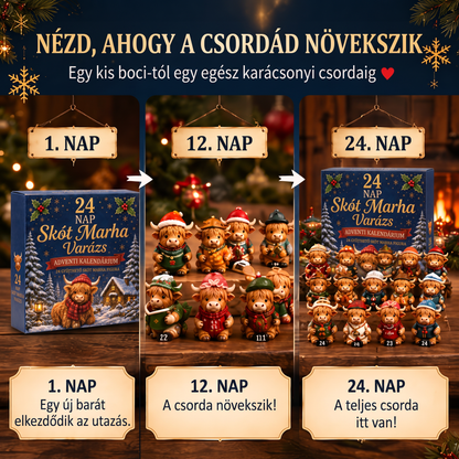💎💎 Utolsó nap – 49% kedvezmény 🐮 24 napos adventi naptár aranyos skót marhával