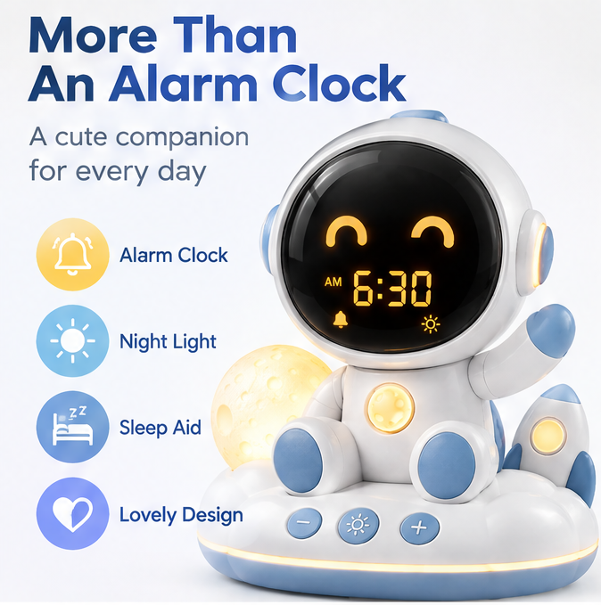 🤖 KYARANO Cute Robot Kids Alarm Clock