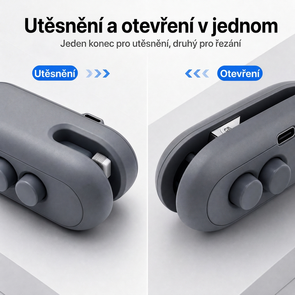 Vitalisys® Hordozható újratölthető tasaklezáró – 2 az 1-ben USB-C mini lezáró és vágó eszköz 💎