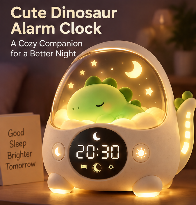 🎶 KYARANO Cute Dinosaur Kids Alarm Clock