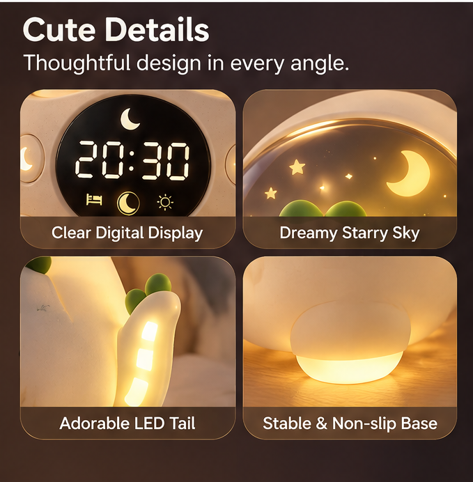 🎶 KYARANO Cute Dinosaur Kids Alarm Clock