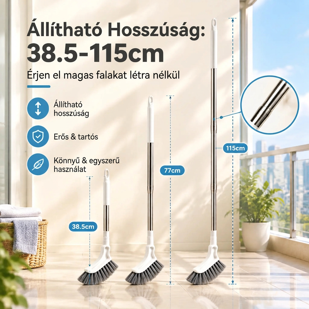 🔥🔥Teleszkópos fugatisztító kefe 🧹 – Hosszú nyéllel, csempékhez és fugákhoz ✨