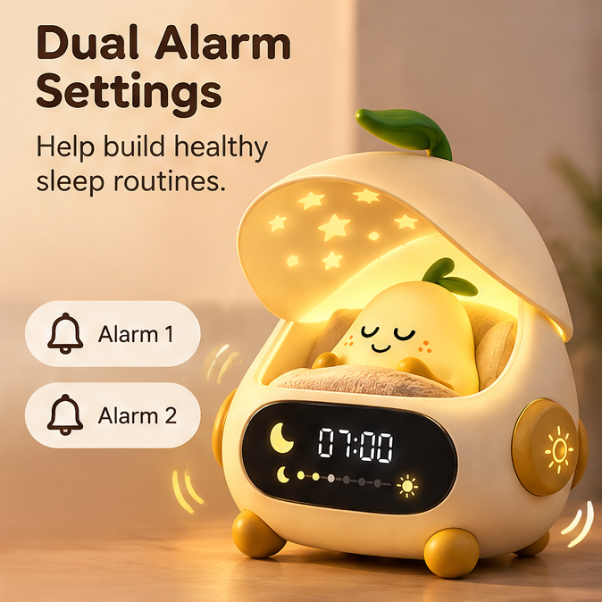 🍐 KYARANO Cute Sleeping Pear Kids Alarm Clock
