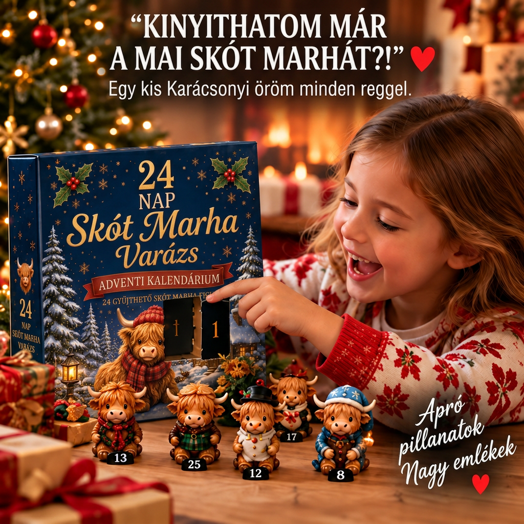 💎💎 Utolsó nap – 49% kedvezmény 🐮 24 napos adventi naptár aranyos skót marhával