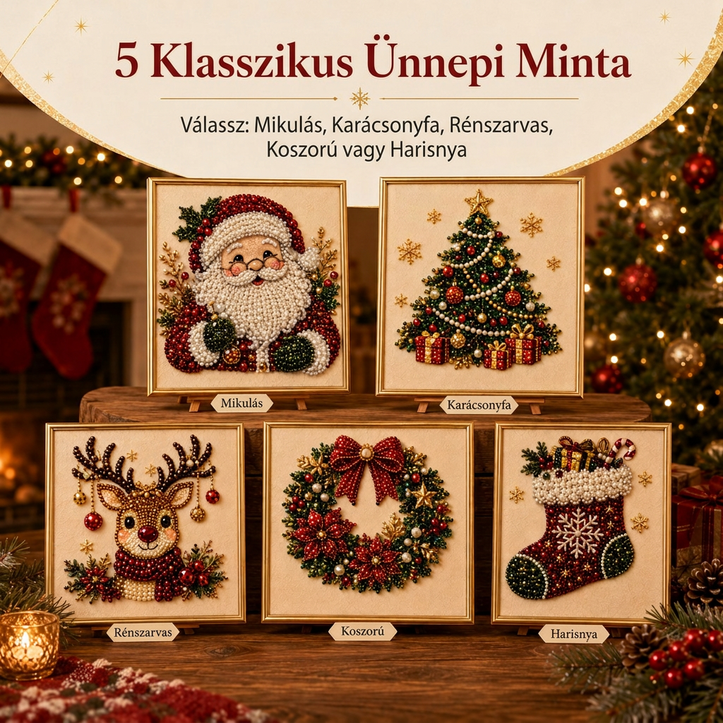 💎💎3D karácsonyi gyöngykirakó készlet – Pihentető ünnepi alkotás