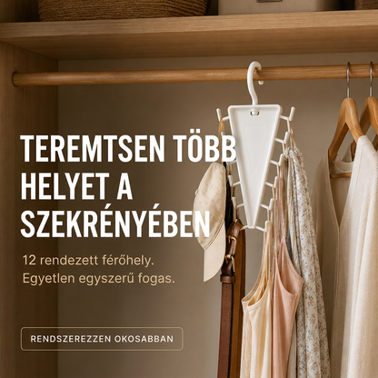 👚 12 kampós forgatható szekrényszervező – Takarítson meg helyet és tartsa rendszerezetten kiegészítőit 💖