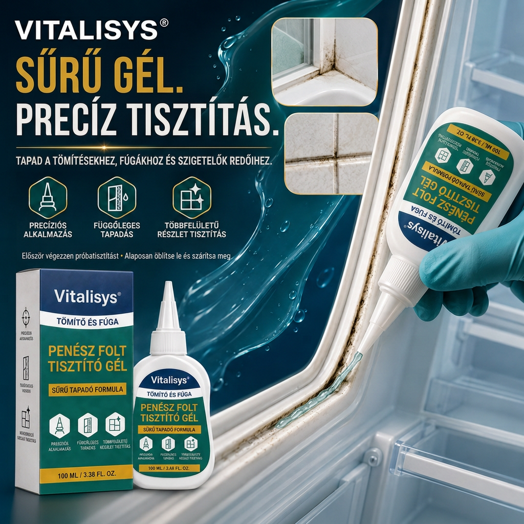 Vitalisys® Mély penészfolt-tisztító gél 👑 – Sűrű, tapadó formula fugákhoz, tömítésekhez és nedves sarkokhoz 💎