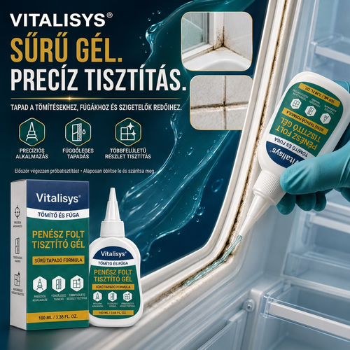 Vitalisys® Mély penészfolt-tisztító gél 👑 – Sűrű, tapadó formula fugákhoz, tömítésekhez és nedves sarkokhoz 💎