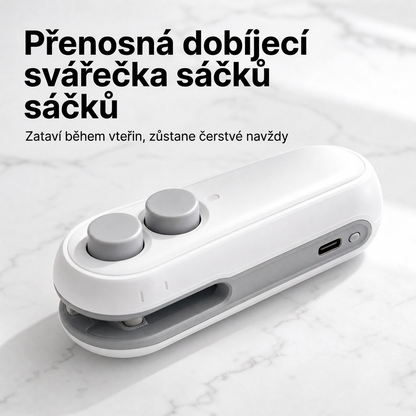 Vitalisys® Hordozható újratölthető tasaklezáró – 2 az 1-ben USB-C mini lezáró és vágó eszköz ✨