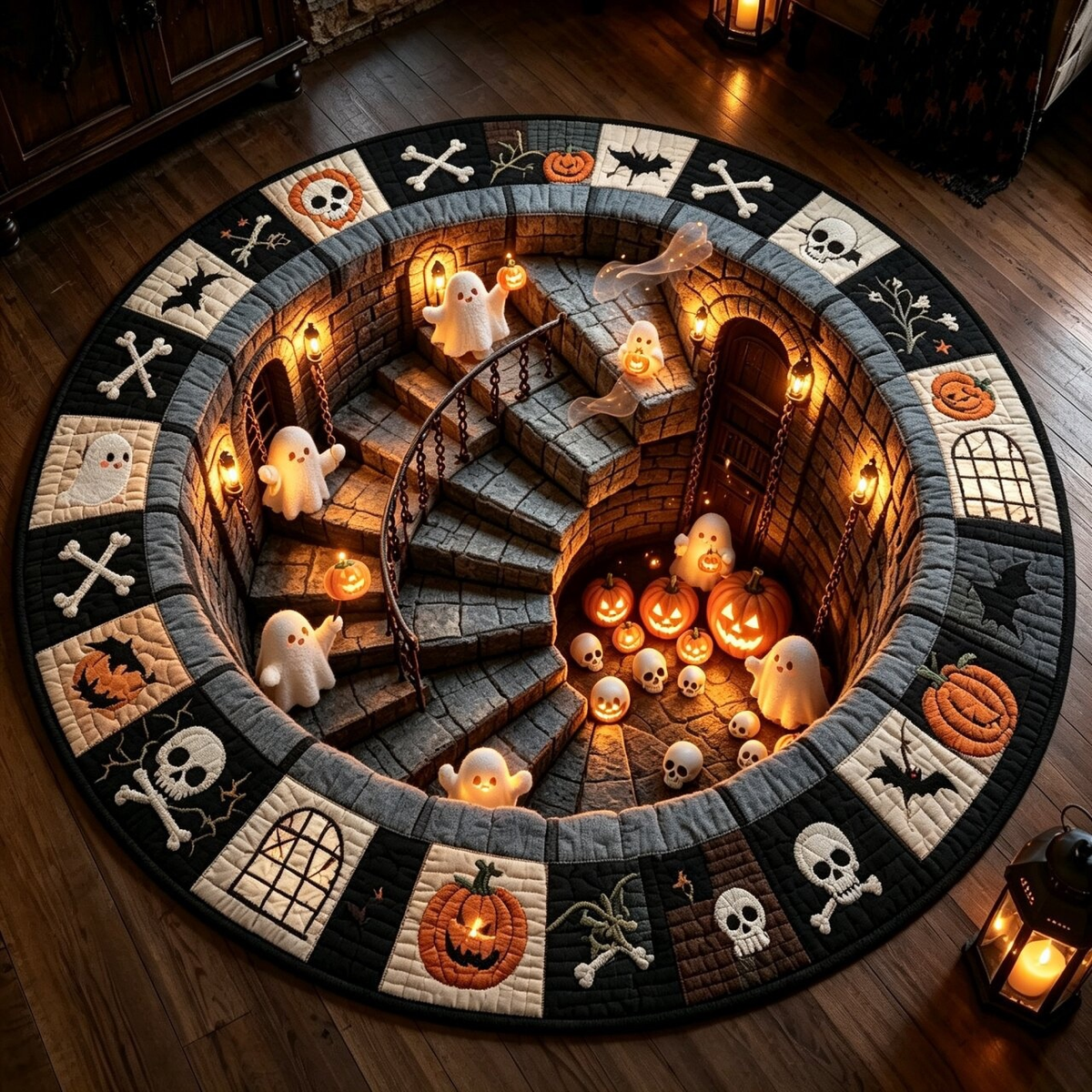 🔥🔥 3D illúziós ünnepi szőnyeg – Halloween borzongás és karácsonyi varázslat