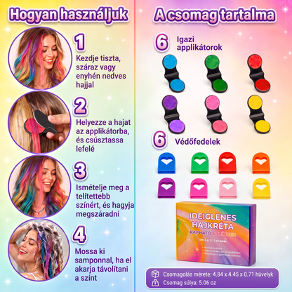 ✨ Utolsó nap -50% KEDVEZMÉNY ✨ - 6 színű ideiglenes hajkréta applikátor készlet 💖
