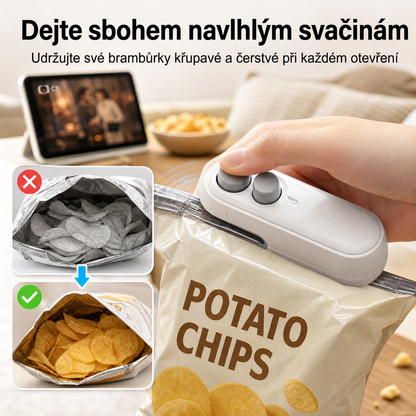 Vitalisys® Hordozható újratölthető tasaklezáró – 2 az 1-ben USB-C mini lezáró és vágó eszköz 💎
