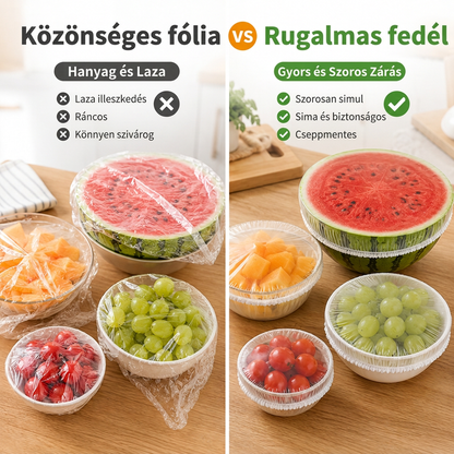 🔥🔥Rugalmas ételtakarók tálakhoz és tányérokhoz – újrahasználható, átlátszó és nyújtható fedők az ételek frissen tartásához 🥗✨