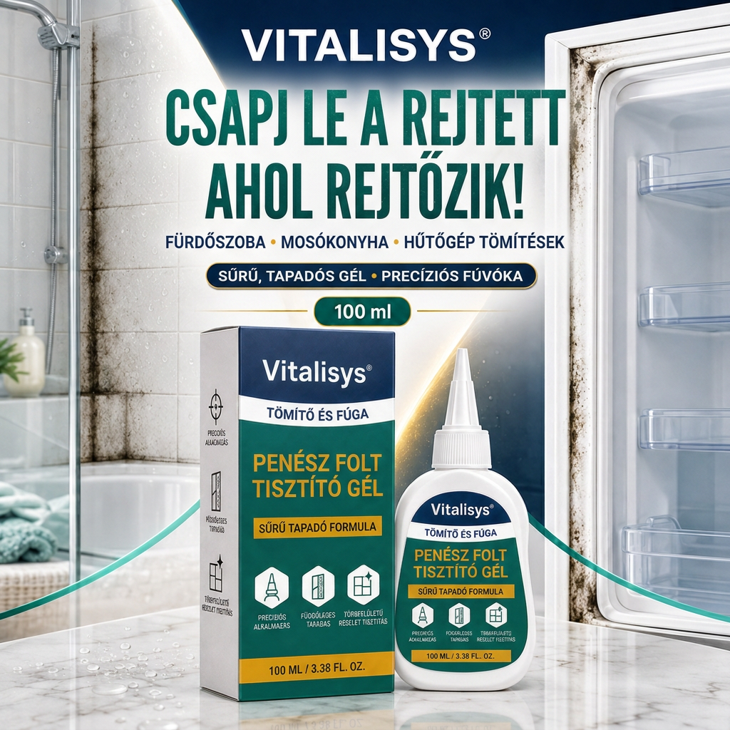 Vitalisys® Mély penészfolt-tisztító gél 👑 – Sűrű, tapadó formula fugákhoz, tömítésekhez és nedves sarkokhoz 💎