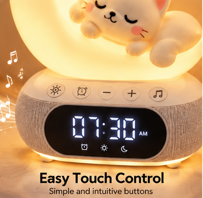 🌙 KYARANO Cute Moon Cat Night Light Alarm Clock