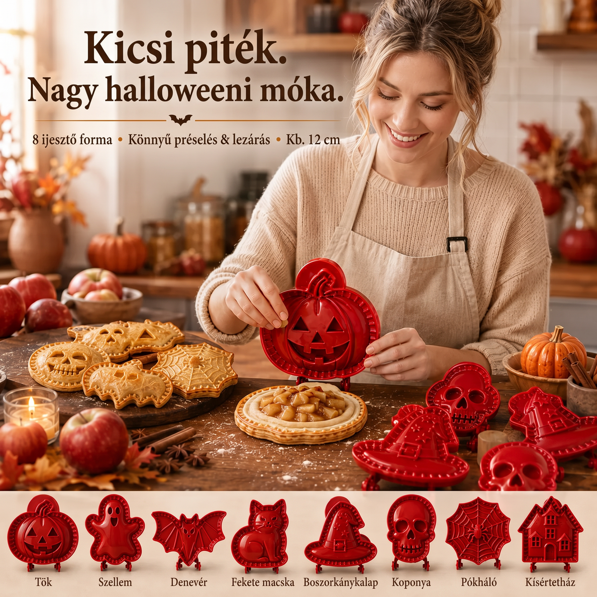 🎃 8 darabos Halloween mini piteformázó készlet