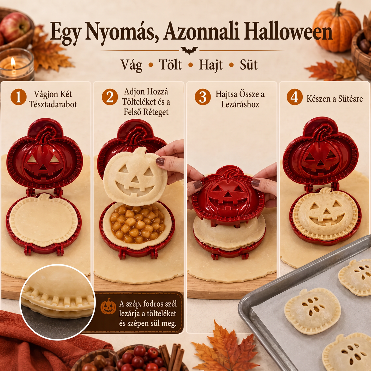 🎃 8 darabos Halloween mini piteformázó készlet