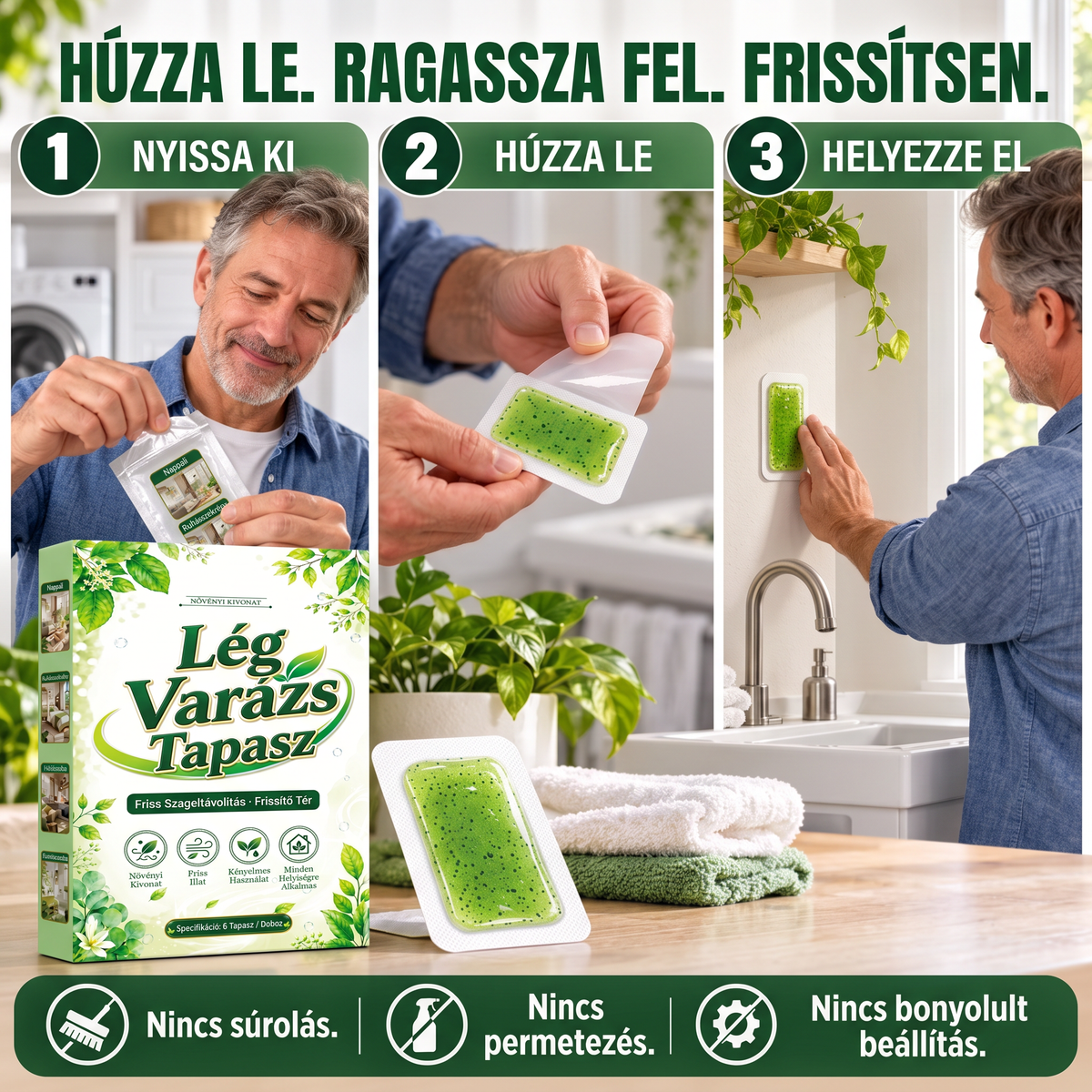 🔥 Utolsó nap 50% kedvezménnyel! 6 db penészeltávolító tapasz – növényi összetevőket tartalmazó párnák a penész eltávolítására.