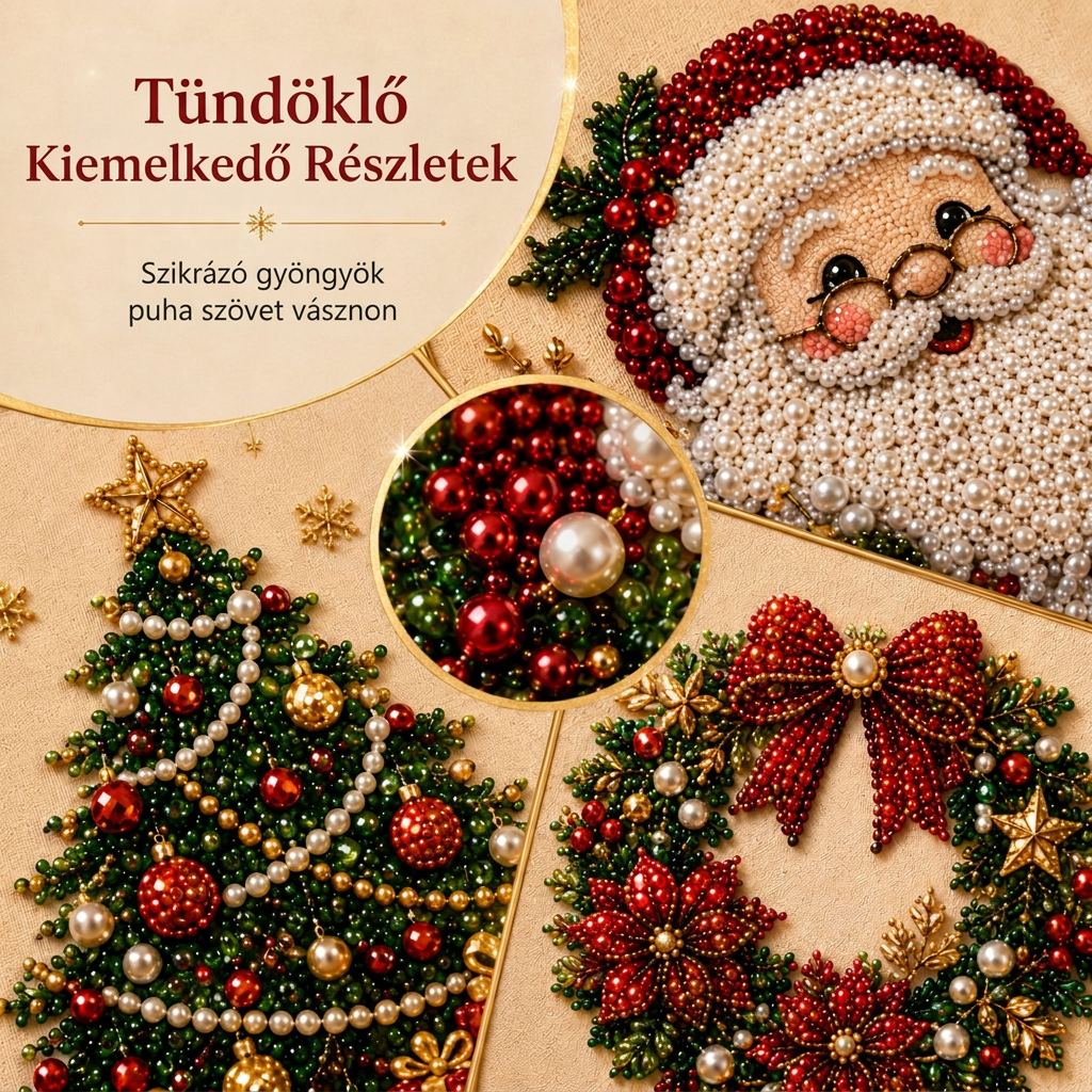 💎💎3D karácsonyi gyöngykirakó készlet – Pihentető ünnepi alkotás
