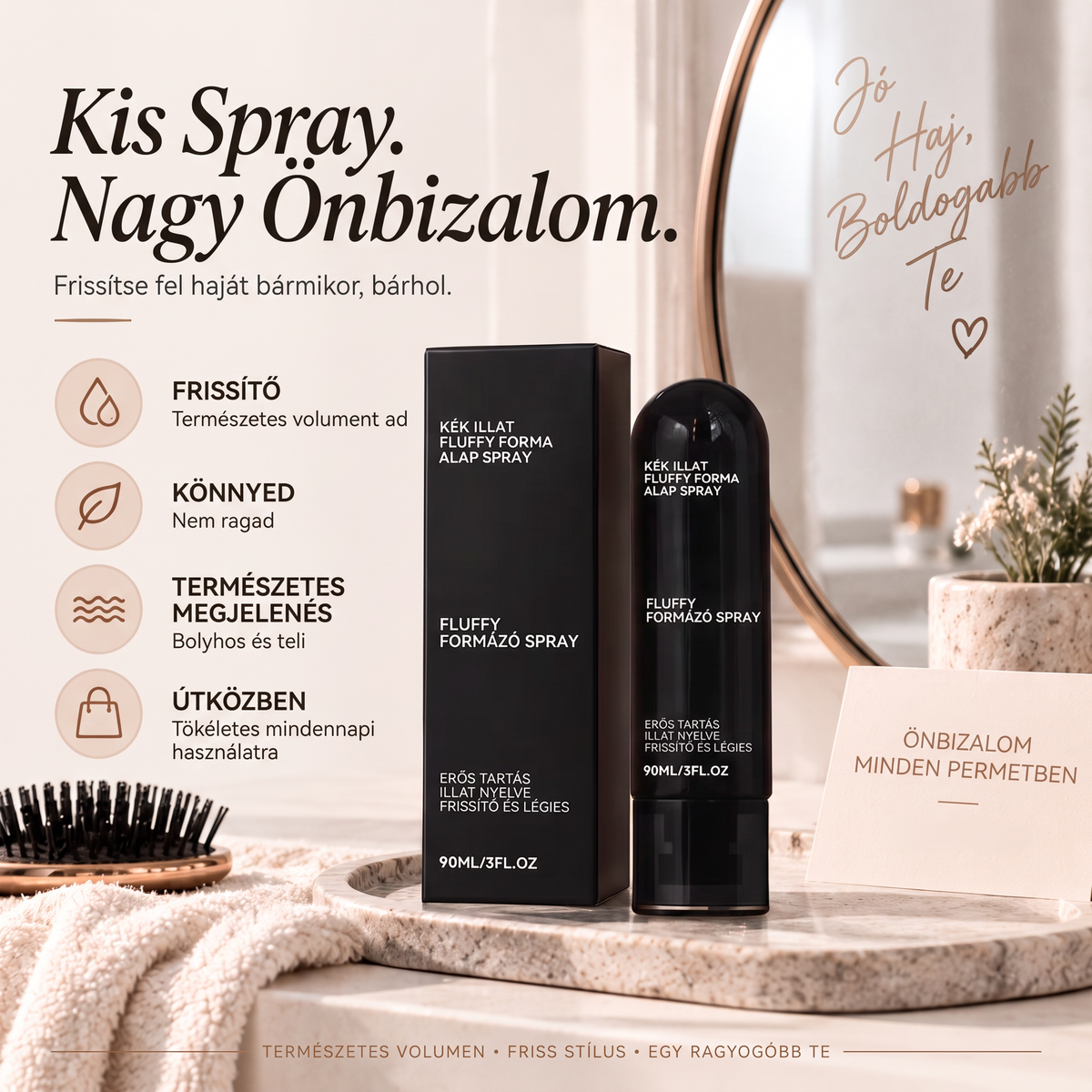 🌈🌈Vitalisys® Fluffy Hair Shaping Spray – Könnyed, dúsító spray a hajtövek megemeléséért és a természetes mozgásért, őszibarack illattal 👸
