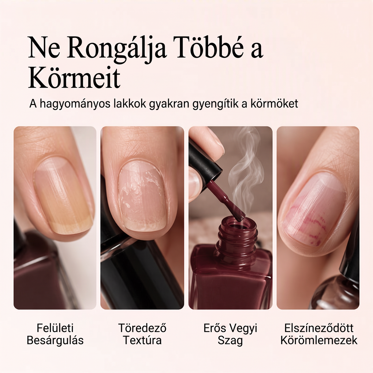 🔥🔥 Simító és ápoló körömlakk – Természetes rózsaszín gyöngyházfény💅