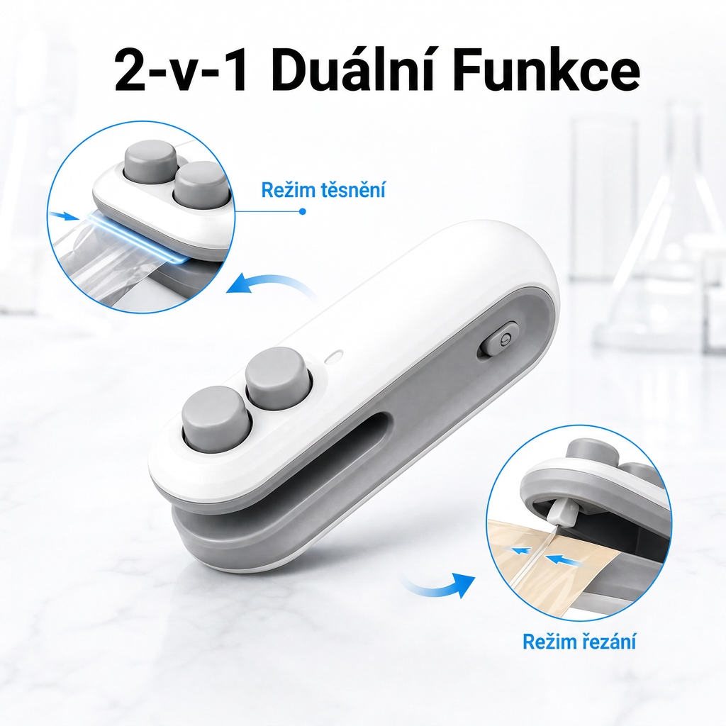 Vitalisys® Hordozható újratölthető tasaklezáró – 2 az 1-ben USB-C mini lezáró és vágó eszköz 💎