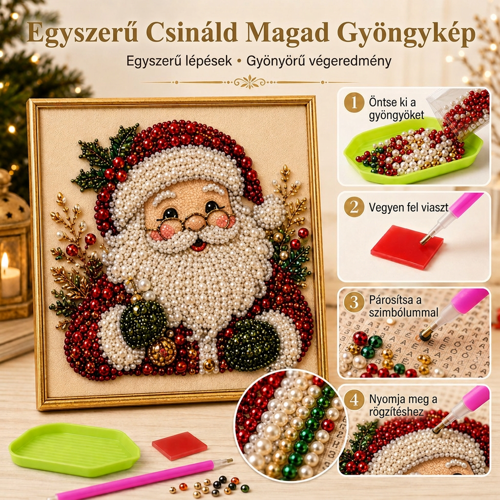 💎💎3D karácsonyi gyöngykirakó készlet – Pihentető ünnepi alkotás