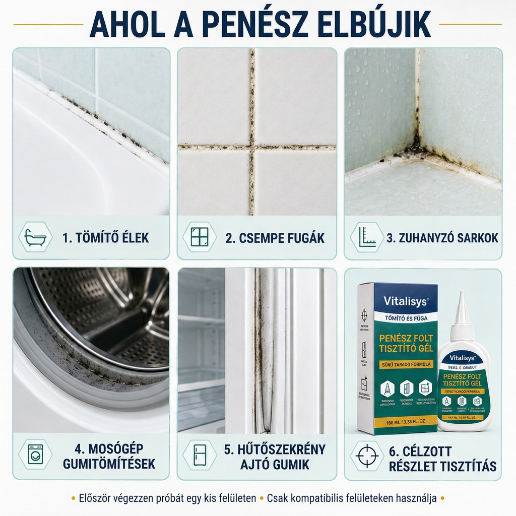 Vitalisys® Mély penészfolt-tisztító gél 👑 – Sűrű, tapadó formula fugákhoz, tömítésekhez és nedves sarkokhoz 💎