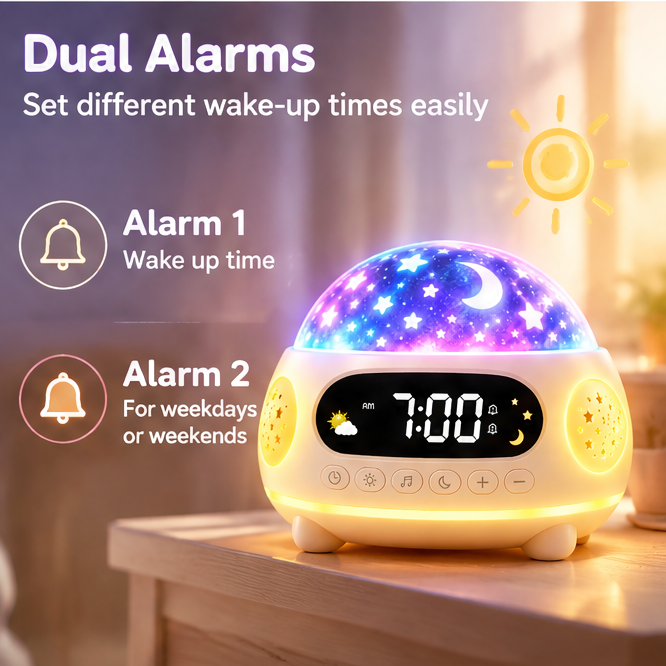 🌌 KYARANO Kids Star Projector Alarm Clock