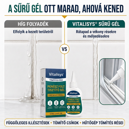 Vitalisys® Mély penészfolt-tisztító gél 👑 – Sűrű, tapadó formula fugákhoz, tömítésekhez és nedves sarkokhoz 💎