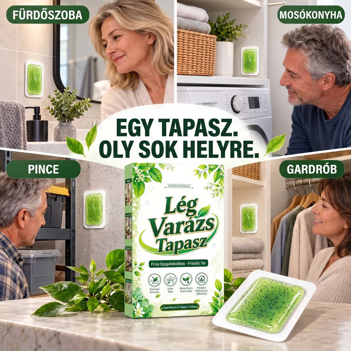 🔥 Utolsó nap 50% kedvezménnyel! 6 db penészeltávolító tapasz – növényi összetevőket tartalmazó párnák a penész eltávolítására.