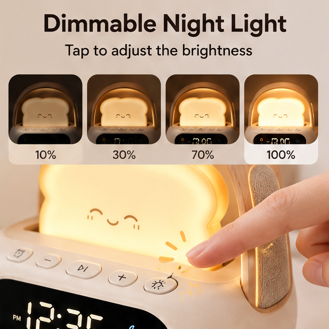 🍞 KYARANO Cute Toast Night Light Alarm Clock