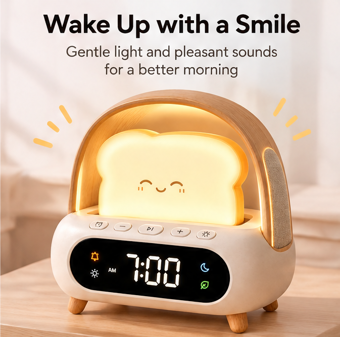 🍞 KYARANO Cute Toast Night Light Alarm Clock