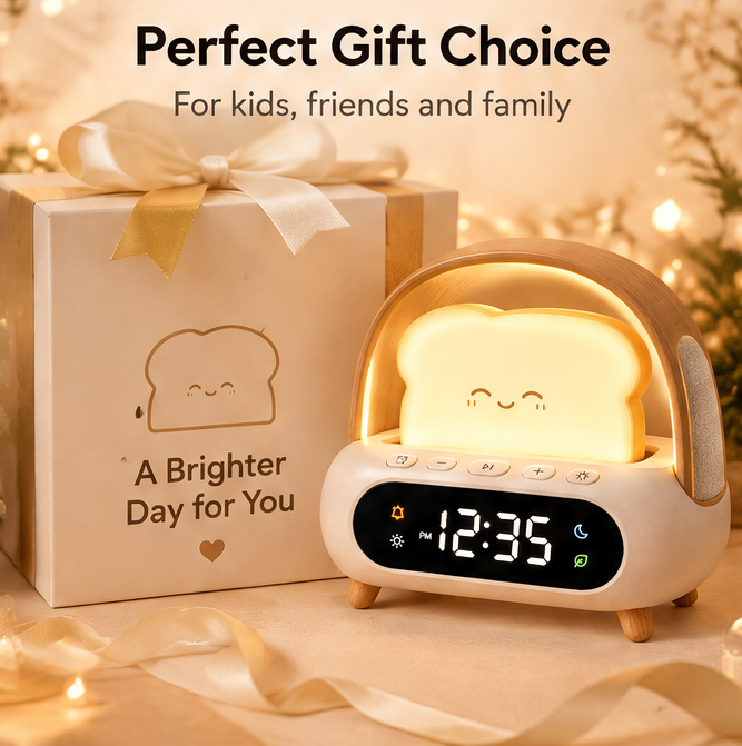 🍞 KYARANO Cute Toast Night Light Alarm Clock