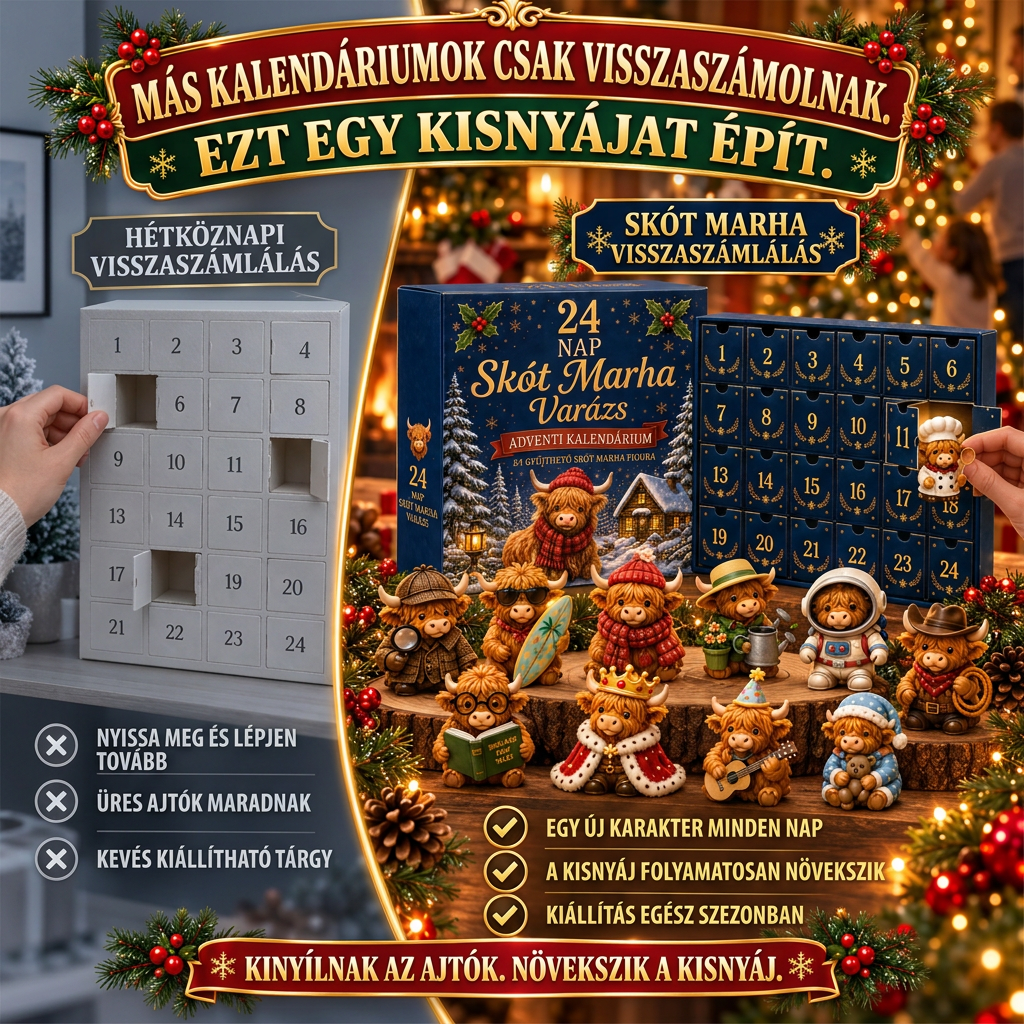 💎💎 Utolsó nap – 49% kedvezmény 🐮 24 napos adventi naptár aranyos skót marhával