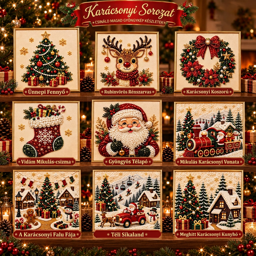💎💎3D karácsonyi gyöngykirakó készlet – Pihentető ünnepi alkotás