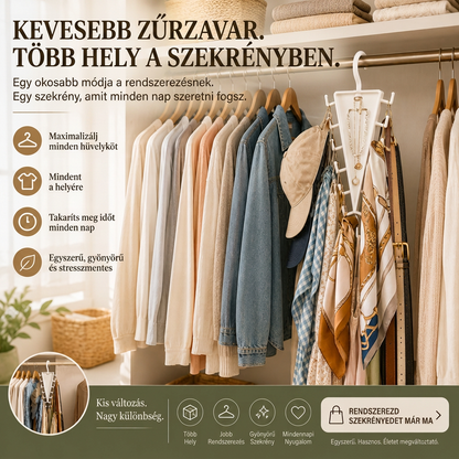 🔥🔥12 kampós forgatható szekrényszervező – Takarítson meg helyet és tartsa rendszerezetten kiegészítőit👚