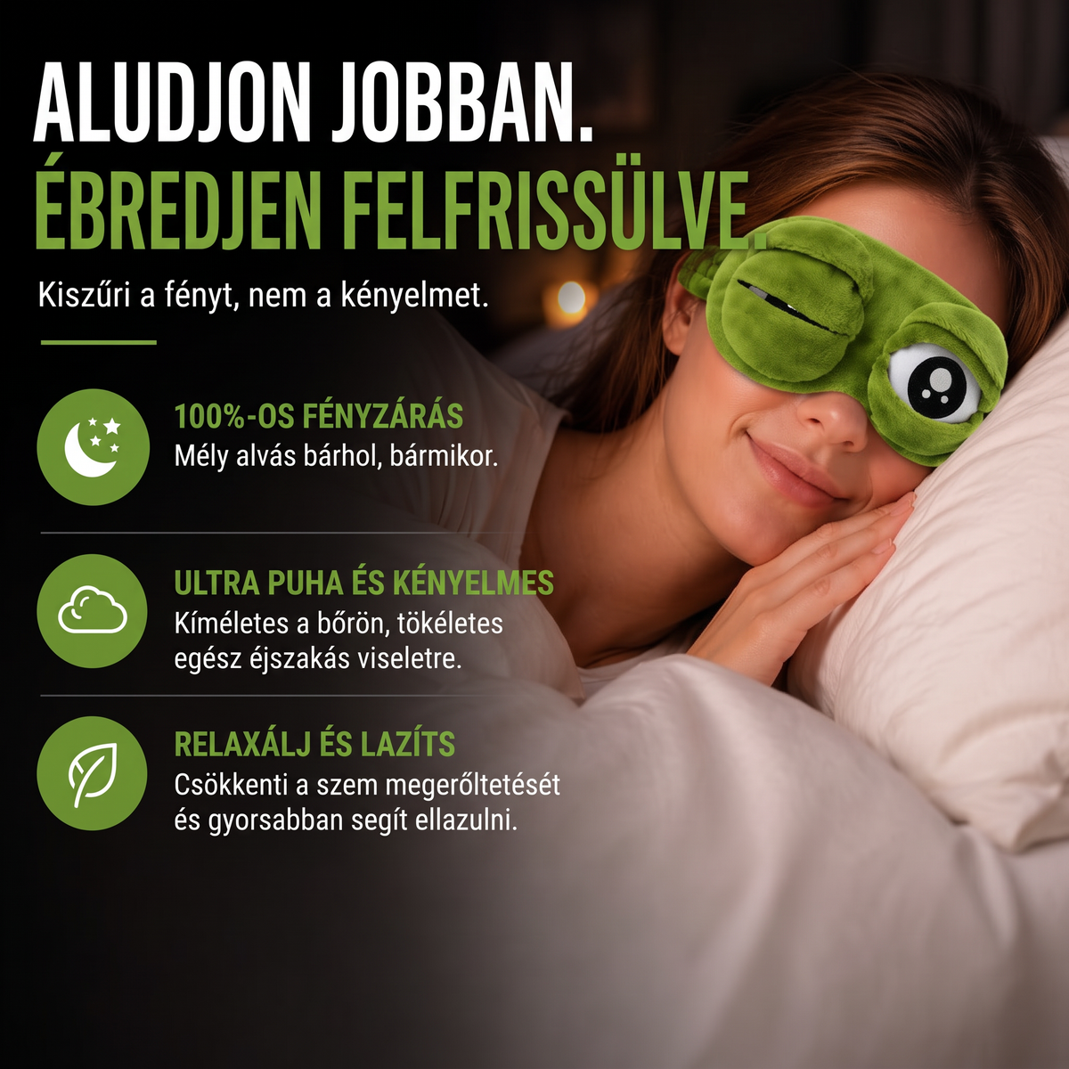 🔥🔥 Utolsó nap – 49% kedvezmény 🎁 2026-os 3D béka alvómaszk 🐸 Puha, kényelmes és állítható