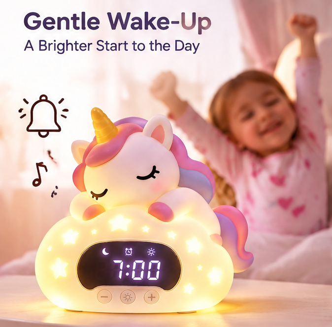🦄 KYARANO Cute Unicorn Night Light Kids Alarm Clock