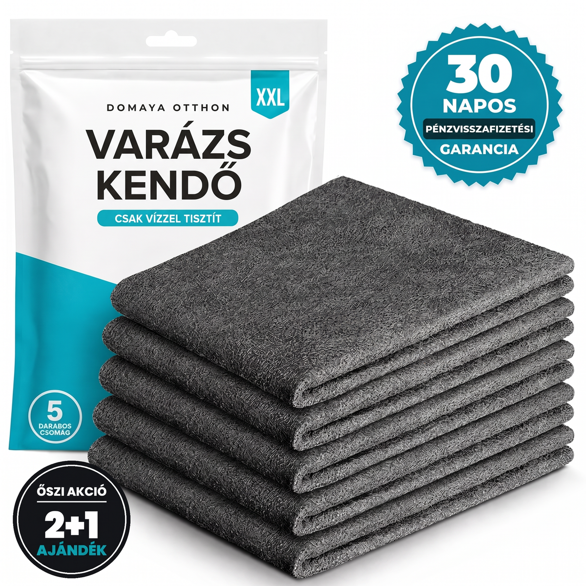 🔥🔥 XXL varázs tisztítókendő – Extra nagy, újrahasználható mikroszálas kendők (5 db)
