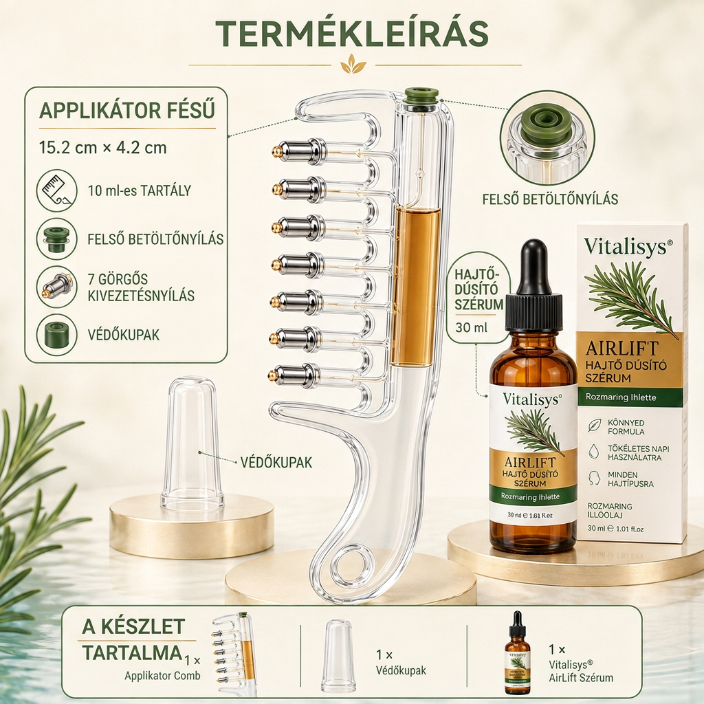 🌈🌈Vitalisys® AirLift Duo – Precíziós hajtőemelő fésű és könnyű hajszérum 👸🌟