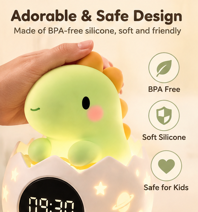 🦖 KYARANO Cute Dinosaur Kids Alarm Clock