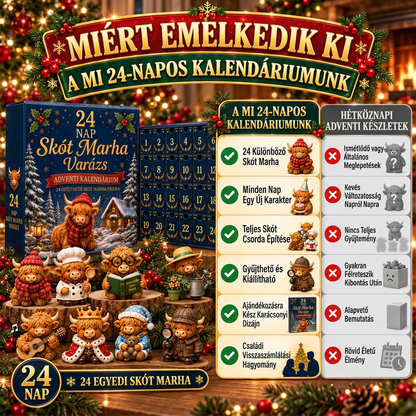 💎💎 Utolsó nap – 49% kedvezmény 🐮 24 napos adventi naptár aranyos skót marhával