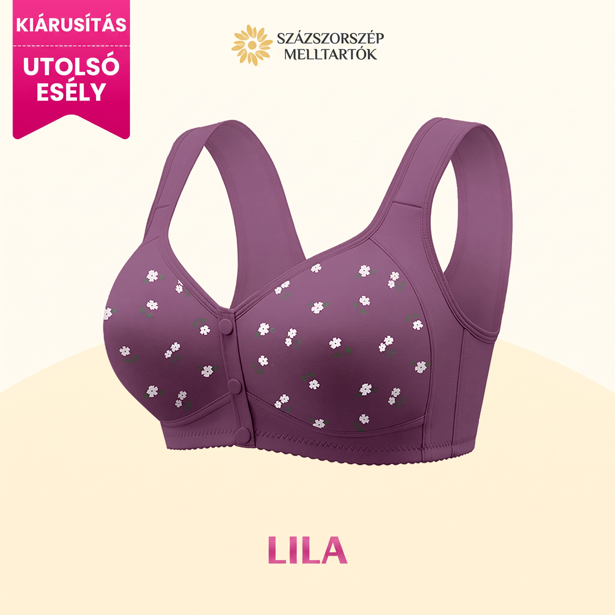 Daisy Bra – UTOLSÓ NAP – 80% KEDVEZMÉNY – Kényelmes, elöl kapcsos melltartó