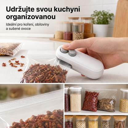 Vitalisys® Hordozható újratölthető tasaklezáró – 2 az 1-ben USB-C mini lezáró és vágó eszköz 💎