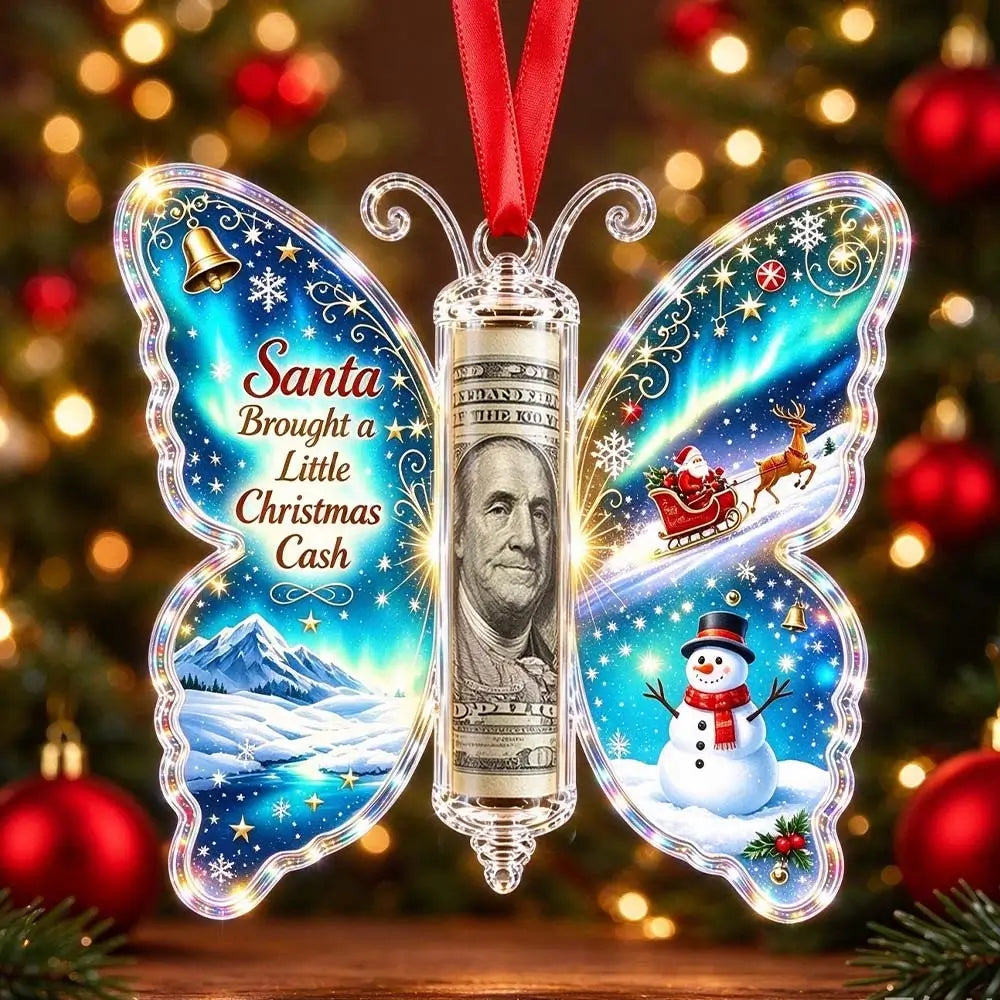 🌈🌈 3D karácsonyi pillangós dísz pénzajándékhoz – pénztartó és emlékdísz 🎁💶✨