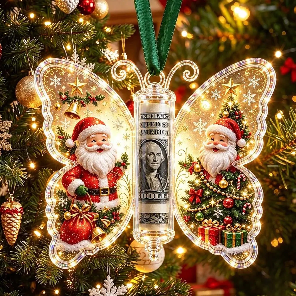 🌈🌈 3D karácsonyi pillangós dísz pénzajándékhoz – pénztartó és emlékdísz 🎁💶✨